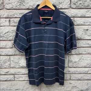Nike Men's Dark Blue and Light Pink Polo Shirt